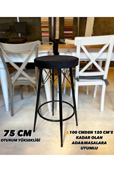 The SANDALYE SHOP Yeni,Vena Bar Taburesi Siyah Babyface Kumaş.75 Cm Oturum Yü...