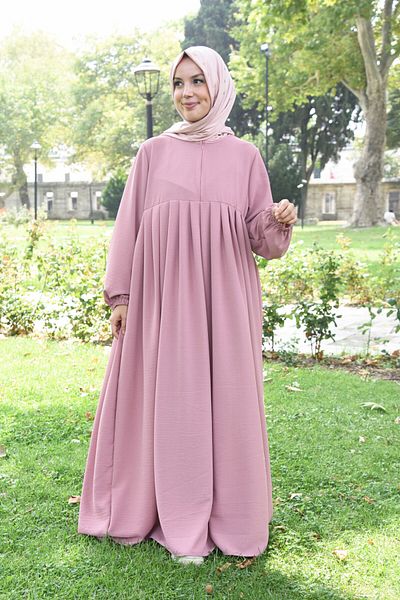 Fashion journey Airobion Fabric - Hijab Ferace Φόρεμα με πλισέ και φερμουάρ