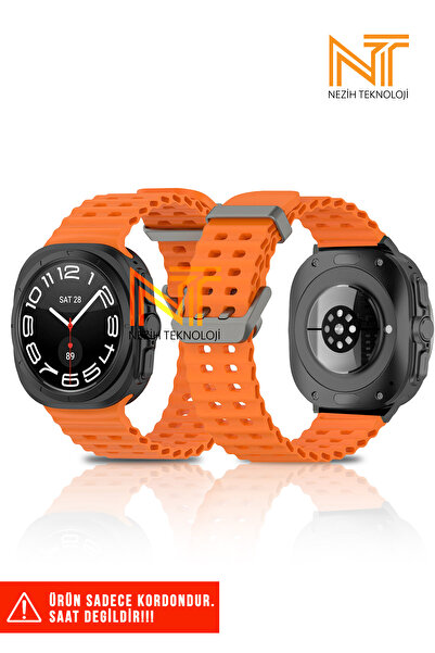 Nezih Case Samsung Galaxy Watch Ultra 47mm Uyumlu Tırtıklı Tasarım Metal Toka...