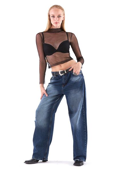 THIMOON Women's Belted High Waist Wide Leg Loose Loose Jeans
