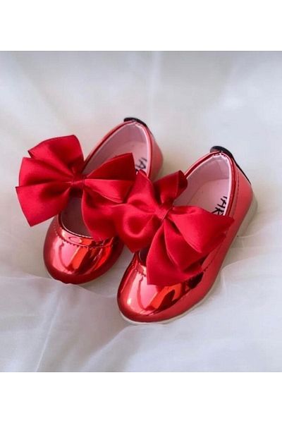 Gala Shiny Children's Ballerina Flats with Bow on Top Ga&la