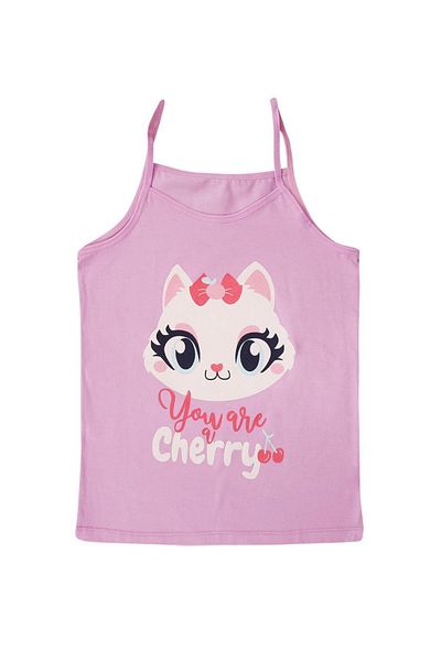 EQRU Girl's Cat Patterned 6-piece Cute Tank Top - 100% Cotton, Mixed Colors