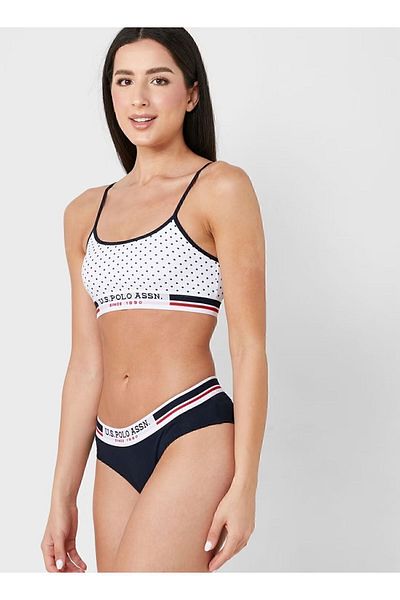 U.S. Polo Assn. Γυναικείο Σετ μπουστάκι 2 τεμαχίων από βαμβακερό Lycra πουά