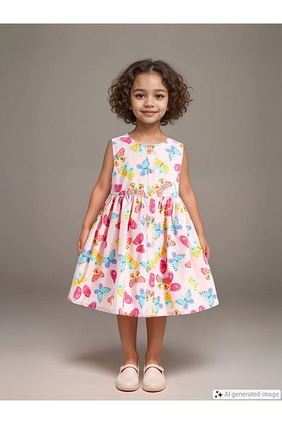 LC Waikiki Crew Neck Floral Poplin Baby Girl Dress