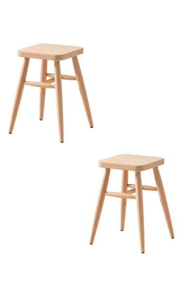 Genel Markalar Ahşap Tabure Ham Kare 45 Cm 2 Adet