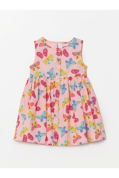LC Waikiki Crew Neck Floral Poplin Baby Girl Dress