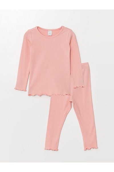LC Waikiki Long Sleeve Crew Neck Basic Baby Girl Pajama Set