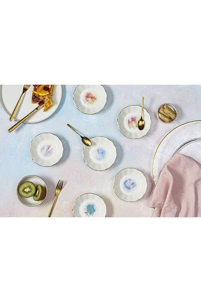 Porland Cosmos Series 6-Piece 11cm Tea Plate Set Mixed Pattern