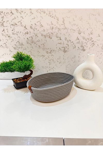 REYGON TEKSTİL wicker OVAL JUTE, HAND WOVEN BASKET BATHROOM AND KITCHEN ORGANIZER S7