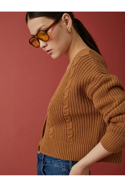 Koton Cardigan cu decolteu în V tricotat cu model