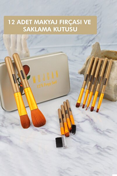 MUJGAN 12'li Metal Kutulu Makyaj Fırça Seti
