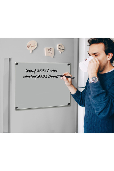 Trend Pleksi لوح كتابة ثلاجة بليكسي شفاف - مغناطيسي (34 سم × 26 سم)