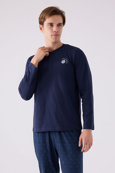 Arnetta Ανδρικό μακρυμάνικο κοστούμι πιτζάμες Navy Blue