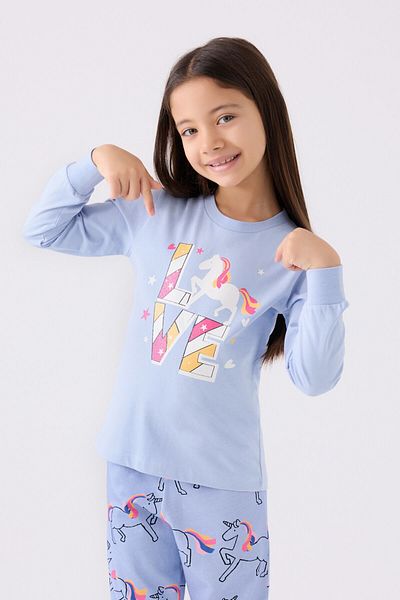 Rolypoly Set de pijamale albastre cu maneca lunga pentru fete