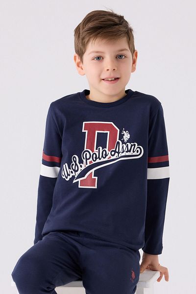 U.S. Polo Assn. Set de pijamale cu mânecă lungă bleumarin pentru băiat