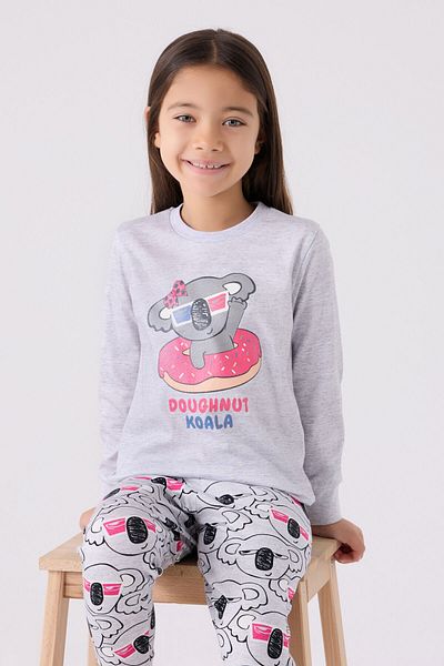Rolypoly Girl's Gray Long Sleeve Pajama Set