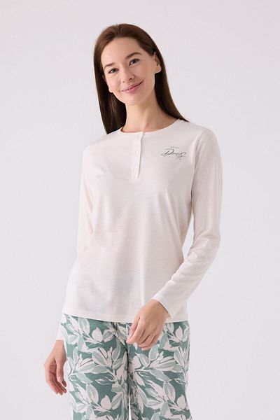 Arnetta Women's White Long Sleeve Pajama Set