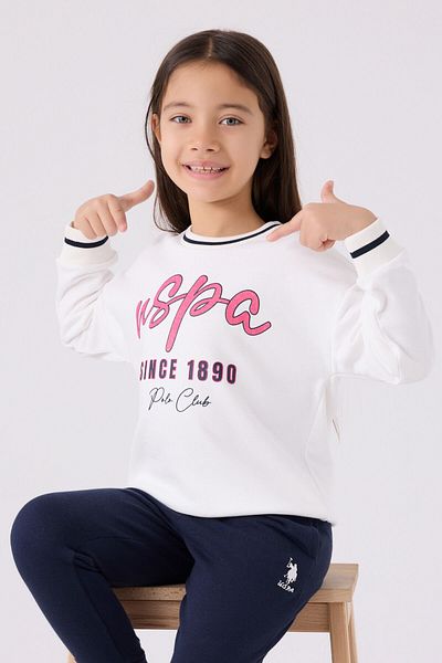 U.S. Polo Assn. Σετ φόρμας κρέμας για κορίτσια