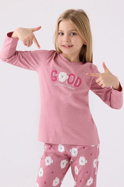 Arnetta Girl's Pink Long Sleeve Pajama Set