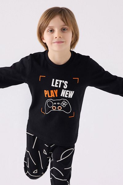Rolypoly Costum de pijama negru cu maneca lunga pentru baietel
