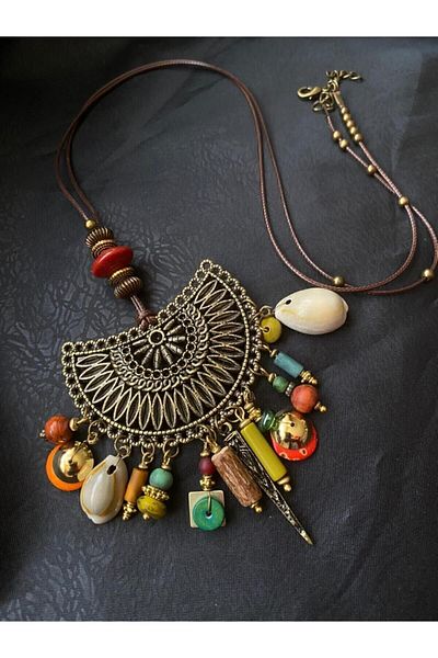 azra takı tasarım Handmade, Greyhound Beaded Ethnic Authentic Long Women's Necklace