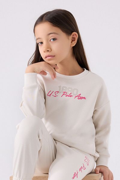 U.S. Polo Assn. Σετ φόρμας για κορίτσι σε λευκό χρώμα