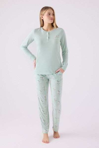 Arnetta Women's Green Long Sleeve Pajama Set