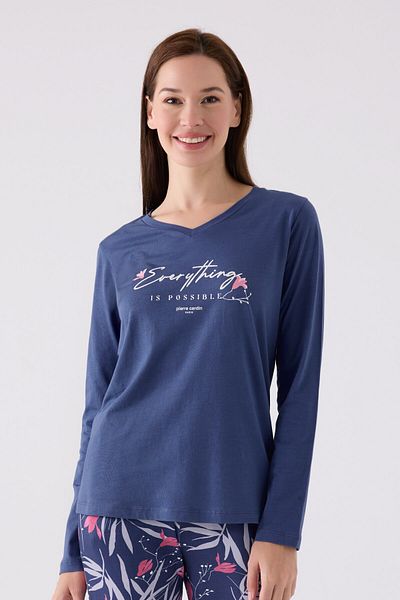 Pierre Cardin Women's Purple Long Sleeve Pajama Set