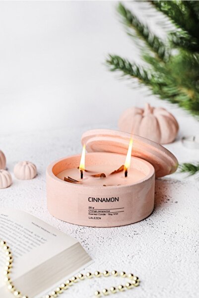 LALEZEN HOME Tarçın Kokulu Mum Kapaklı - Cinnamon Candles