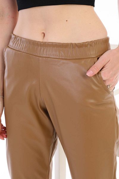 MB-MODA BİZİMLE Leather Women's Jogger Pants