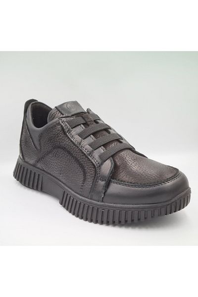 Mammamia D24KA-3375 Piele nubuc neagră - Pantofi casual de damă cu șireturi elastice