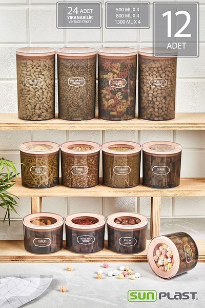 Sunplast 12-Piece Storage Container Set - Leak Proof Ergonomic Transparent Lid - Salmon Food Container