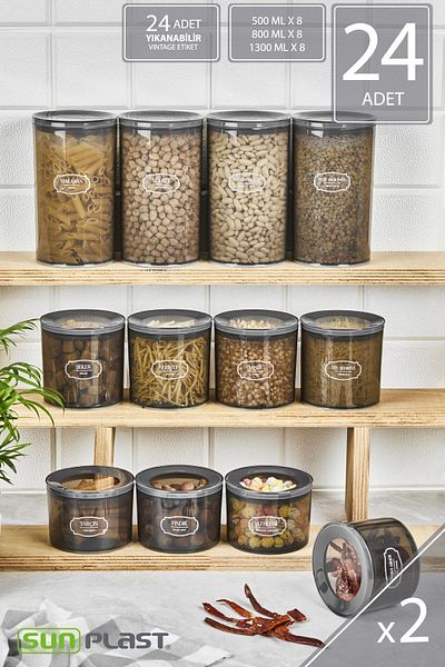 Sunplast 24-Piece Storage Container Set - Leak Proof Ergonomic Transparent Lid - Anthracite Food Container