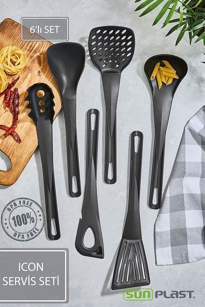 Sunplast ICON Luxury Quality Anti-Scratch Non-Stick BPA Free Plastic ICON Series Service and Presentation Set - 6 Pieces