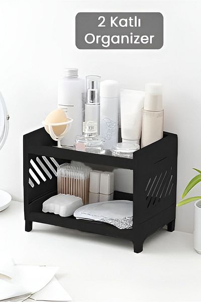 Bayev Black Venice 2 niveluri - Set organizator de masă, raft pentru machiaj Organizator de birou și suport pentru baie