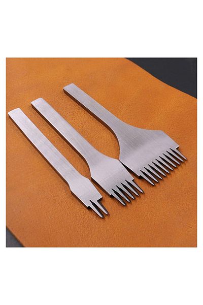 AiryFooT French Style Cross Fork Stapler Set of 3 Leather Hobby Hand Tool