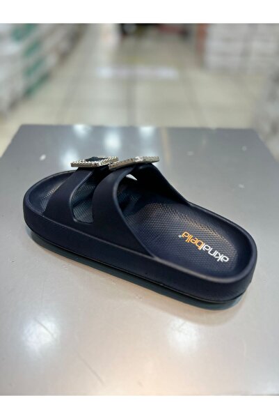 Akınal Bella Stone Detailed Double Buckle Women's Daily Slippers