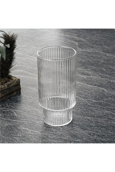SİHİRLİ AYAKLAR 380 Ml Glass Striped Soft Drink Coffee Cocktail Cup
