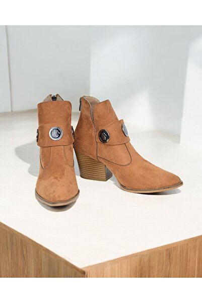 yabisago Tokalı Kadın Süet Bot Taba