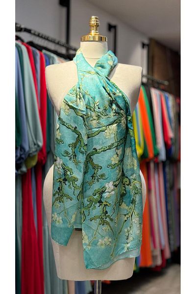 Hazard Van Gogh Almond Tree Pattern Water Green șal/șal
