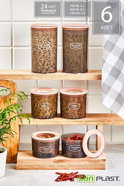 Sunplast 6-Piece Storage Container Set - Leak Proof Ergonomic Lid - Salmon Food Container
