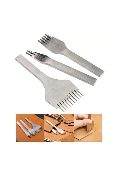 AiryFooT French Style Cross Fork Stapler Set of 3 Leather Hobby Hand Tool