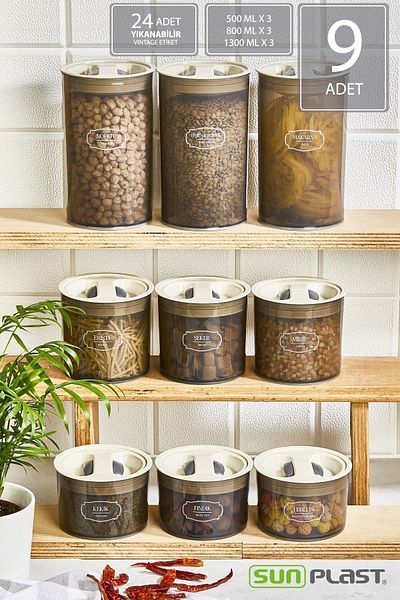 Sunplast 9-Piece Storage Container Set - With Leak-Proof Ergonomic Lid - Anthracite Food Container