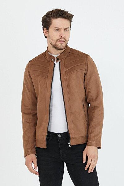 Mero Life Мъжко кафяво сезонно тънко велурено яке и палто