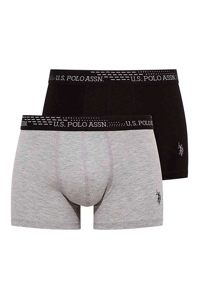 U.S. Polo Assn. Ανδρικό γκρι Melange - Μαύρο Boxer 2 τεμαχίων 80375