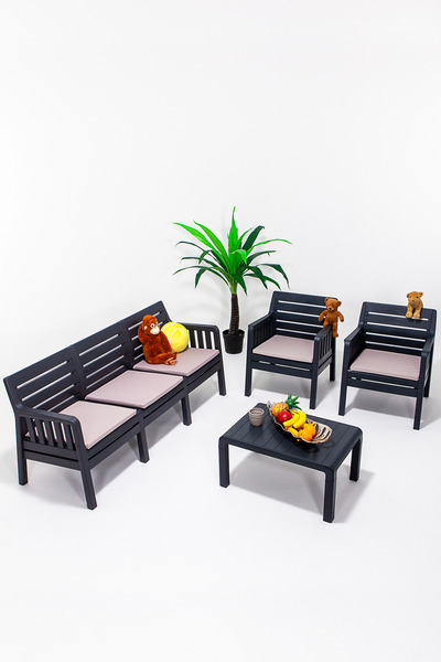 Modalife Lara Home Minderli 3 1 1 S Bahçe Takımı-antrasit