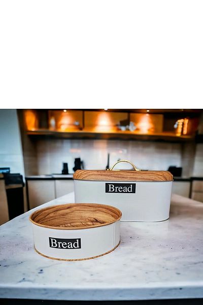 UCR HOME Decorative and Stylish Metal - Large Bread Bowl and Table Table Set of 2