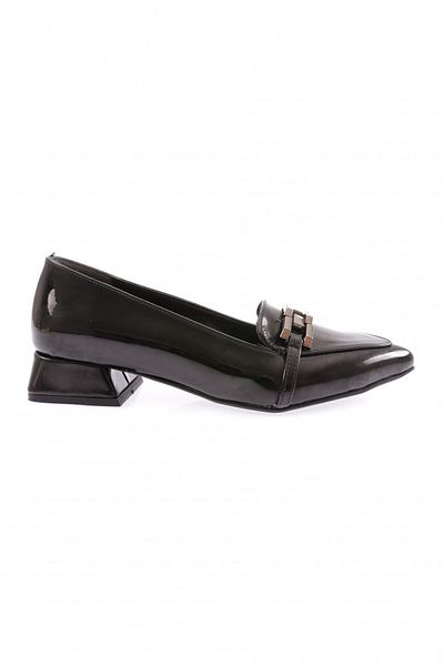 DGN Loafer din piele lacuita neagra - cu varf ascutit si accesorii din fier 211262328