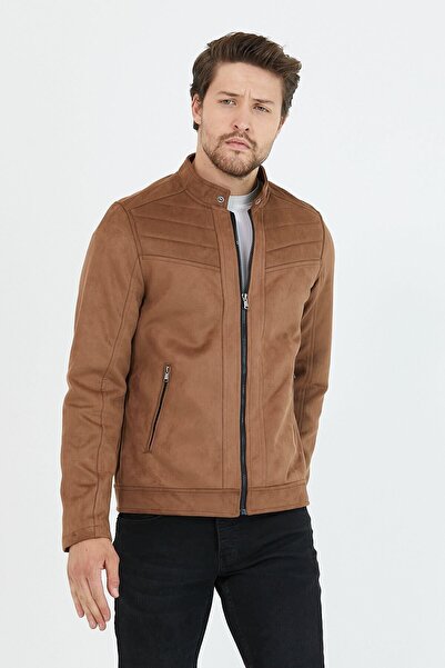 Mero Life Мъжко кафяво сезонно тънко велурено яке и палто