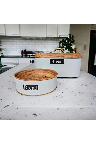 UCR HOME Decorative and Stylish Metal - Large Bread Bowl and Table Table Set of 2